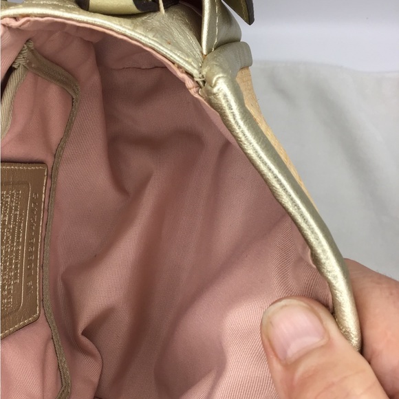 Coach  Parker Woven Straw Metallic Leather Shoulder Bag 42475 - Picture 9 of 14